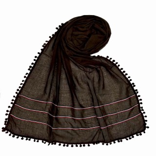 Designer Cotton Three Liner Hijab- Wooden Brown